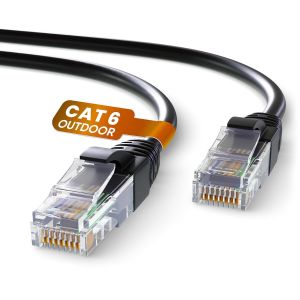 Exterieur Impermeable Câble Ethernet 10m, Reseau LAN Cat 6 Haut Debit pour Une Internet Rapide | Câble Ethernet AWG24, Cat6 RJ45 UTP CCA 1 Gbps (10 Mètres, Noir) - Neuf