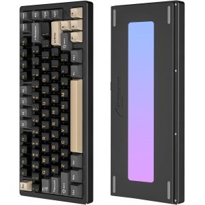 x Attack Shark X75 Clavier Gaming Mécanique sans Fil en Aluminium CNC 75%, Tri Mode-BT/2.4G/Câblé, Montage sur Joint, RGB, Batterie 5000mAh, Pilote Via Cloud pour Win/Mac-Noir - Neuf
