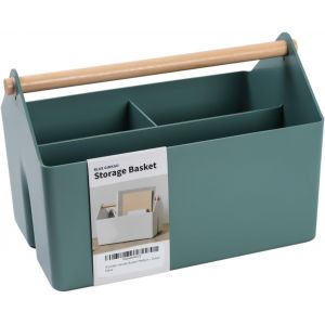 Subzonal-Paniers De Rangement Polyvalents - Bacs De Rangement En Plastique Avec Poignées En Bois | Maison, Cuisine, Salle De Bain, Pépinière, Salle De Classe, Organisateur De Jouets (4,5 L) - Vert - Neuf