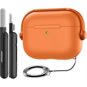 LORANKA-&Eacute;tui pour AirPods Pro 3 (2025) avec Verrouillage S&eacute;curis&eacute;, Coque Rigide Design Casque Musical de Protection pour Apple AirPods Pro 3e G&eacute;n&eacute;ration, Kit de Nettoyage et Porte-cl&eacute;s, Orange - Neuf