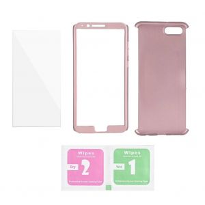 Protection &Agrave; 360&deg; D&eacute;tachable Souple Mince Coque De T&eacute;l&eacute;phone Avec Verre Pour Huawei Honor V10 Or Rose - Neuf