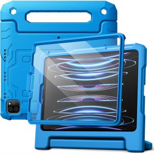 NAERYUT-Coque Enfant Pour Ipad Pro 11 Pouces (2022/2021/2020/2018 Modèle),Ipad Air 5/4 (10,9 Pouces) Avec Protecteur Écran Intégré,Housse Étui De Protecteur Antichoc Support Poignée (Bleu) - Neuf