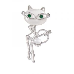 Broche Vintage En Forme De Chat En Imitation Opale, Ornement Pour Foulard, Ch&acirc;le, V&ecirc;tements, Sac, Argent - Neuf