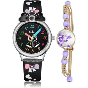Bnhgc-Montre Enfant Fille Analogique Montres Bracelet Filles Etanche Enfants Sport Dessin Animé Montres Quartz Cuir Time Teacher Montres Fille Elégantes Montre Fille Garçons 5 6 7 8 9 10 Ans - Neuf
