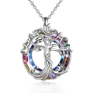 Kal-Collier Arbre De Vie Cadeaux D'anniversaire Pour Femme Collier En Argent Sterling Avec Pendentif Arbre De Vie En Forme D`Ormeau Et Arbre De Vie Pour Femme - Neuf