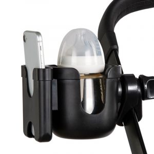 Porte-Gobelet Et T&eacute;l&eacute;phone 2 En 1 &Agrave; Rotation 360&deg; Universel Pour Poussette, Fauteuil Roulant, V&eacute;lo, D&eacute;ambulateur - En Plastique Abs Et Caoutchouc Antid&eacute;rapant 19 X 9,5 X 10,5 Cm - 260 G - Neuf