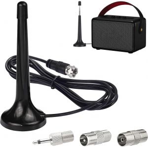 Antenne Radio Dab Fm, Maison T&eacute;lescopique Antenne Interieur Base Magn&eacute;tique 75 Ohm, Compatible Avec R&eacute;cepteurs St&eacute;r&eacute;o, Tuners Portables, Pour Tuner Hi-Fi, Installation Facile Plug And Play - Neuf