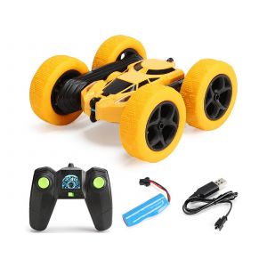Voiture t&eacute;l&eacute;command&eacute;e 4x4 2,4 GHz, double face, rotation &agrave; 360&deg;, jaune - Neuf