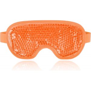 KALANKA-Masque Yeux Froid, Masque Des Yeux Gel Gonflés, Cernes, Migraine Réutilisable masque froid pour les yeux avec dos en peluche de Poche de Glace en Yeux pour Thérapie Froid Chaud (L'orange) - Neuf