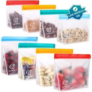 Kal-Lot De 8 Sac Congelation Zip - Sac Congelation Alimentaire Reutilisable Et Stand Up, Sacs De Congélation En Silicone Sans Bpa, Sacs De Rangement Peva Pour Sandwich, Légumes, Viandes - Neuf
