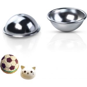 Kal-Lot De 2 Moules À Gâteau, Demi-Sphère En Aluminium De 10 Cm Pour Gâteau D'anniversaire, Moule À Gâteau De Fête En Mousseline De Soie Pour Gâteau Bikini, Dessert, Pudding, Pâtisserie - Neuf