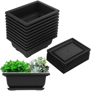 ERYI-Lot De 10 Paquets De Pots D'Entraînement Bonsaï Avec Plateau En Plastique Pour Plantes De Bonsaï Pour Jardin, Cour, , Chambre, Balcon, 16,5 X 12 Cm - Neuf