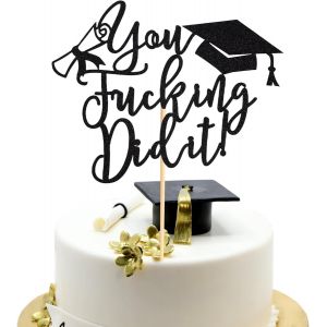 1 Décoration De Gâteau « You Did It »-Décoration De Gâteau De Classe 2025-Décorations De Fête De Remise De Diplôme-Noir Pailleté - Neuf