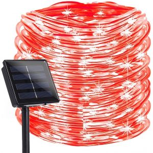 Aiou-Led Tube Lumineux Solaire 5m 50led Étanche Guirlande Ruban Lumineuse Tube 8 Modes Guirlandes Tubes Lumineuses Décorations Pour Jardin,Noël,Fête (Rouge) - Neuf