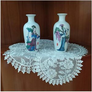 Sjzg-Lot De 2 Sets De Table Ronds Brod&eacute;s - Blanc - Dessous De Verre Creux En Dentelle Vintage Faits &Agrave; La Main - Napperons En Dentelle Pour Banquet, Salle &Agrave; Manger, Cuisine - D&eacute;coration 12# 40 Cm - Neuf