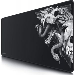 - Tapis De Souris Gaming Wolf Skull 900X400Mm - Sous-Main Bureau Gamer Extra Large Xxl En Tissu, Base Antid&eacute;rapante - Pr&eacute;cision, Vitesse Et Confort - Pour Tous Types De Souris Et Claviers - Neuf