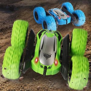 4wd 360 Degr&eacute;s Vertical Rc Double Face Cass&eacute; R&eacute;sistant Rechargeable Enfants Voiture Toy_Blue - Neuf