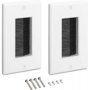 KALANKA-Plaque Murale Brosse - Lot de 2X Passe-câble Murale Sortie connecteur Audio vidéo - Prise encastrable pour Passage de câble TV HDMI Hi-FI - Neuf
