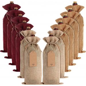 Lot De 12 Sacs À Vin En Toile De Jute Avec Cordons De Serrage, Réutilisables, Avec Étiquettes, Pour Fête, Dégustation À L'aveugle, Anniversaire, Mariage, Voyage, Pendaison De Crémaillère - Neuf