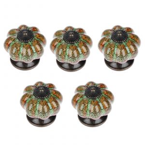 Lot de 5 boutons de tiroir en céramique,poignées d'armoire 3,8 x 4,0 cm,bouton de porte citrouille avec imprimé léopard - Neuf