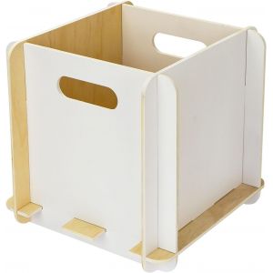 Boîte de rangement en bois à emboîter|Convient pour étagères|25 x 25 x 25 cm|Blanc - Neuf