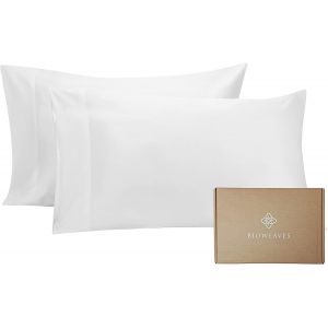 Lot De 2 Taies D'oreiller 100% Coton Bio 300 Fils, Tissage Satin&eacute; Doux, Certifi&eacute;es Gots, Taille Standard/Grand Lit, Blanc - Neuf