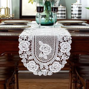 Chemin De Table En Dentelle Blanche Au Crochet Avec Motif Floral Pivoine Élégant En Macramé Pour Maison, Banquet, Mariage, Festival, Fête, Décoration De Table, 30,5 X 140,7 Cm - Neuf