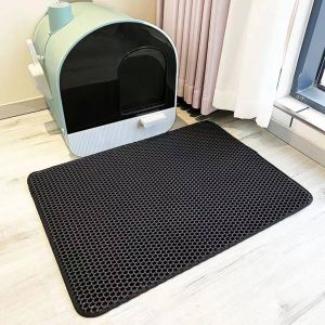 Grand Tapis De Litière Pour Chat,Imperméable,Double Couche,Piégeage De Litière,Tampon Propre Pour Bac À Litière Pour Chat,Durable Et Facile À Nettoyer.Black.30x30cm - Neuf