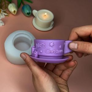No&euml;l Lait Tasse &agrave; Th&eacute; en Forme de Bougie Moule Silicone Moule pour Bougies Caf&eacute; Moule de Tasse de Tasse de Forme de R&eacute;sine Moule de No&euml;l Savon Moule de Bouteille Moule Moule en Silicone pour R&eacute;sine - Neuf