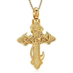 Bijoux Cr&eacute;mation Croix Bijoux Fishhook Cendres Colliers Pour Hommes Femmes Monument Celtique Cr&eacute;mation Pendentif Viking Animal De Compagnie Cendres Souvenirs Bijoux - Neuf