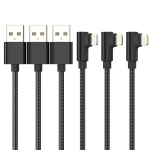 LORANKA-2m C&acirc;ble iPhone &agrave; 90 Degr&eacute;s [Certifi&eacute; MFi] - Lot de 3 Nylon Tress&eacute; Lightning Charge Rapide pour 11/11 Pro/X/XS/XS Max/XR/8/7/6s - Neuf