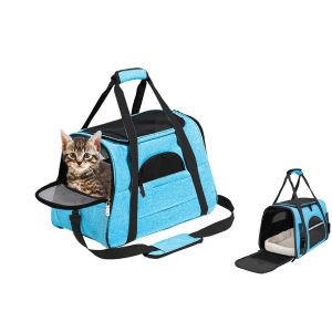 Sac De Transport Pour Animaux De Compagnie Avec Poche Chauffe-Mains Pour Chiens Et Chats - Bleu Clair - Neuf