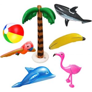 KAL-Balles De Plage Gonflables, Ballons De Plage De Couleur Arc-En-Ciel Pour La Fête De La Piscine, Ballons De Piscine De Plage Enfants Balles Jouets Pour La Fête D'Été À La Plage, 5 Pièces - Neuf