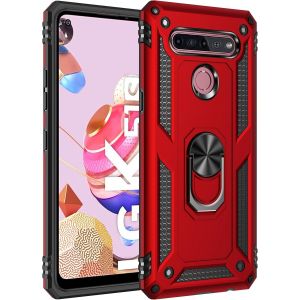 KAL-Coque Pour Lg K51S, + Hd Verre Trempé, Etui Housse De Protection Antichoc Durable Résistante 2 En 1 Hybride Pc Tpu Étui Téléphone Pour Lg K51S,Rouge - Neuf