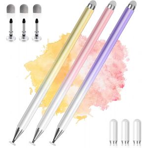 Stylet Pour Tablettes Tactiles Et Smartphones, Stylo Pour Samsung/Xiaomi/Lenovo/Iphone/Tablette Tactile, Compatible Avec Ipad Pro/Mini/Air - 3 Pack, Haute Pr&eacute;cision Et Sensibilit&eacute; - Neuf
