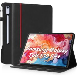 Coque Pour Samsung Galaxy Tab S10 Fe Plus/S10 Fe+-Étui Housse De Protection Cuir Pu Avec Fonction Support/Portefeuille Coque Tablette Galaxy Tab S10 Fe+ (Noir) - Neuf