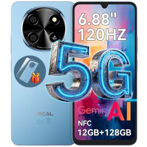 5G Oscal TIGER 8 T&eacute;l&eacute;phone Portable D&eacute;bloqu&eacute; 6,88" 12Go+128Go/SD 2To 5000mAh Smartphone Android 15 NFC Dual SIM GPS - Bleu - Neuf