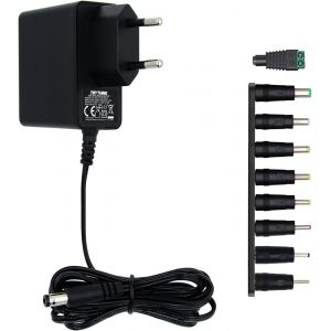 KALANKA-Alimentation 12V 1A, Transformateur d'adaptateur de Courant AC DC Universel avec 9 fiches DC pour 12V &eacute;lectronique, 1000mA Max. - Neuf