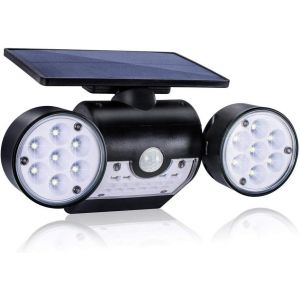 Lampe Solaire D'extérieur, Applique Murale Solaire D'extérieur, Avec 30 Projecteurs Led Étanches À Double Tête, Rotation À 360 Degrés, Avec Détecteur De Mouvement Pour Jardin - Neuf