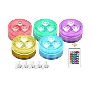 5pcs lumière rgb multi multicolore led étang éclairage lampes chauffe-plat étanches avec télécommande et - Neuf