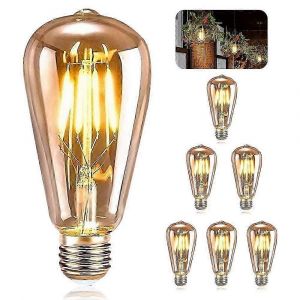 6 Pièces Ampoule Vintage E27,Lampe Décorative Led St64 Rétro Vintage Edison,Filament Blanc Chaud 4w Pour Ampoules De Bar De Café De Restaurant - Neuf