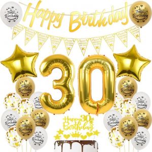 ERYI-Ballon 30 Ans Anniversaire Or,Decoration Anniversaire 30 Ans Homme Femme,30 Anniversaire Femme Ballon,30 Ans Décorations Anniversaire Or,Ballon 30 Ans Or Femme Homme,Ballon Anniversaire 30 Ans - Neuf
