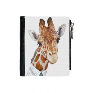 Portefeuille Girafe_2783 Compact en Simili-Cuir PU Porte-Cartes avec Fermeture Éclair Multi-Poches Unisexe Homme Femme Ad - Neuf