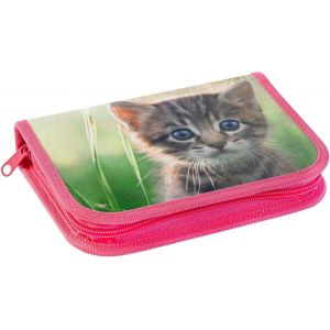 Etui Kat, Gevuld Met 42 Schrijfwaren, Schoolpotloodetui, Chat - Neuf