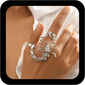 Eryi-Goth Scorpion Anneau Doigts Ouvert Bracelets Or Argent Strass Scorpion Doigts Harnais Bracelet Punk Cristal Scorpions Esclave Doigt Chaîne Bracelet Amitié Bracelets Bijoux Pour Femmes - Neuf