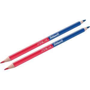 Eryi-Lot De 2 Crayons De Couleur, Fins, Triangles, Bicolore : Rouge Et Bleu - Neuf