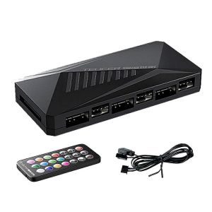 TEUCER 6P ARGB 6-Way Splitter 5V 3Pin Fan Controller Hub pour boîtier PC - Neuf