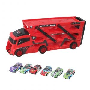 Jouet de piste pliable, transporteur de camion à reconnaissance de forme pour la maison, les garçons et l'intérieur, gris-rouge - Neuf