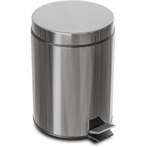 - Poubelle En Acier Inoxydable Avec P&eacute;dale - 12 Litres - Contenant Int&eacute;rieur Amovible En Plastique Avec Poign&eacute;e, Hygi&eacute;nique Et Facile &Agrave; Nettoyer, Traitement Anti-Traces, Satin&eacute; - Neuf