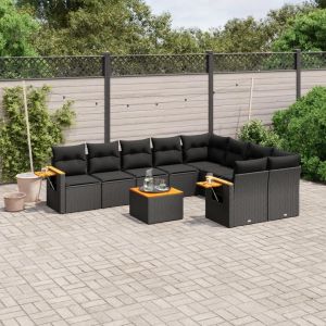 Prolenta Premium - Salon De Jardin 10 Pcs Avec Coussins Noir R&eacute;sine Tress&eacute;e - Neuf